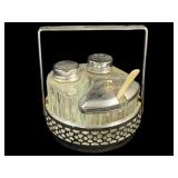Glass Metal Condiment Serving Set 4.25"x4"