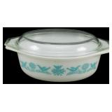 Vtg Pyrex Blue Bird Covered Casserole Dish
