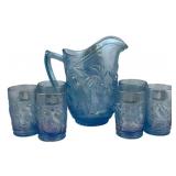 Imperial Glass Pitcher & 6 Tumblers