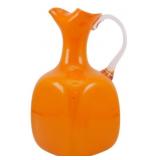 Vintage Blenko Orange Pitcher Vase 11"