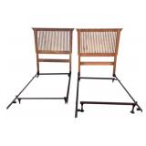 Pair of Mission Style Oak Twin Headboards