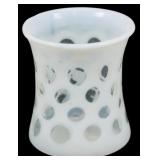 Vintage Fenton Coin Dot Milk Glass Vase 4"