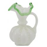 Fenton Emerald Crest Milk Glass Pitcher 5.5"