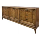 Mid Century Burl Wood Console Credenza