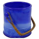 Vtg Fenton Periwinkle Blue Jar w/ Handle