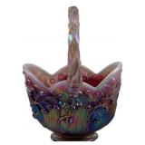 Fenton Glass Basket, signed - 8 x 5.5 x 3.5