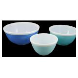 Vintage Pyrex 3pc Multi Tone Blue Bowl Set