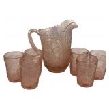 Imperial Glass Pitcher & 6 Tumblers