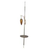 MCM Brass Tension Amber Shade Lamp w/ Table