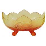 Vtg L.E. Smith Footed Amberina Fruit Bowl