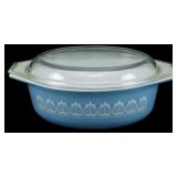 Vtg Pyrex Blue Tulip Covered Mixing Bowl