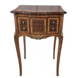 French Marquetry Inlay Stand, Brass Ormolu