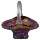 Carnival Glass Basket - 6 x 5 x 6