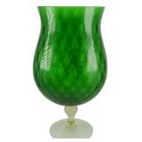 Vtg Empoli Emerald Green Diamond Optic Vase