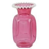 Vintage Fenton Cranberry Ruffled Vase 8.5"