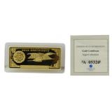 American Mint 24kt Gold Layered Bar w/ COA