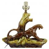 Mid Century Gilded Panther Table Lamp 15"