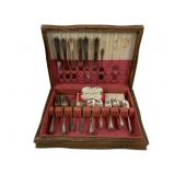 35 Pc W.M. Rogers Flatware Set w/ Wooden Box