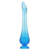 Vtg L.E. Smith Blue Diamond Swung Glass Vase