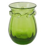 Vtg Pilgrim Handblown Green Glass Vase 4"