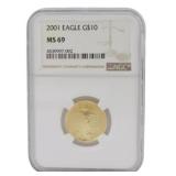 2001 American Gold Eagle $10 Coin NGC MS69
