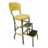 Vtg Cosco Yellow Step Stool Chair 35"x14"x14"