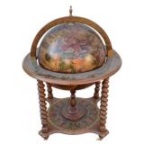 Vintage Globe Bar Cabinet / Cart w/ Contents