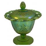 Carnival Glass Candy Dish w/ Lid - 7.5 x 6