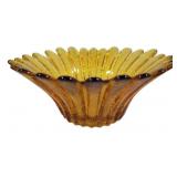 Vintage Blenko Art Amber Glass Petal Bowl