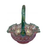 Fenton Glass Basket - 9.5 x 8 x 8