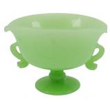 Vtg Fenton Jadeite Dolphin Handled Bowl