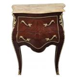 French Marble Top 2 Drawer Bombe Commode