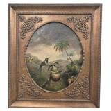 Wall Art of Hummingbirds at Nest Gold Frame