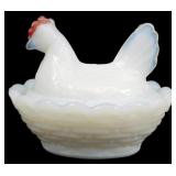 Vtg Westmoreland Milk Glass Hen on Nest