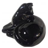 Baccarat Ebony Glass Cat Paperweight w/ Box