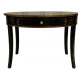 Paint & Stencil Decorated Oval Table w/ Drawer