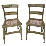 Primitive Pair of Cane Seat Painted Chairs