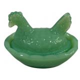 Jadeite Hen on Nest - 2.5 x 2 x 2
