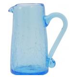 Vtg Light Blue Crackle Glass Mini Pitcher