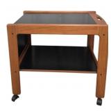 MCM Danish Sculpted Teak Expanding Bar Cart
