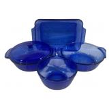 Vtg Cobalt Blue Glass Bakeware by Anchor Hocking