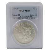 1881-S Morgan Silver Dollar PCGS MS64