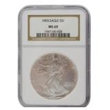 1993 Silver Eagle Dollar Graded MS69 NGC