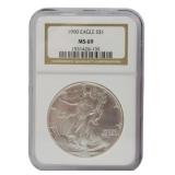1990 Silver Eagle Dollar Graded MS69 NGC