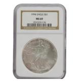 1994 Silver Eagle Dollar Graded MS69 NGC