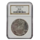 1995 Silver Eagle Dollar Graded MS69 NGC