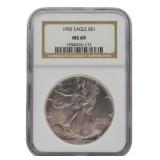 1992 Silver Eagle Dollar Graded MS69 NGC