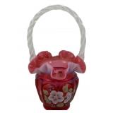 Fenton Glass Basket - 9.5 x 5 x 5