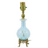 Fenton Opalescent Blue Thumbprint Lamp 12"