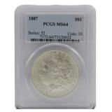 1887 Morgan Silver Dollar PCGS MS64